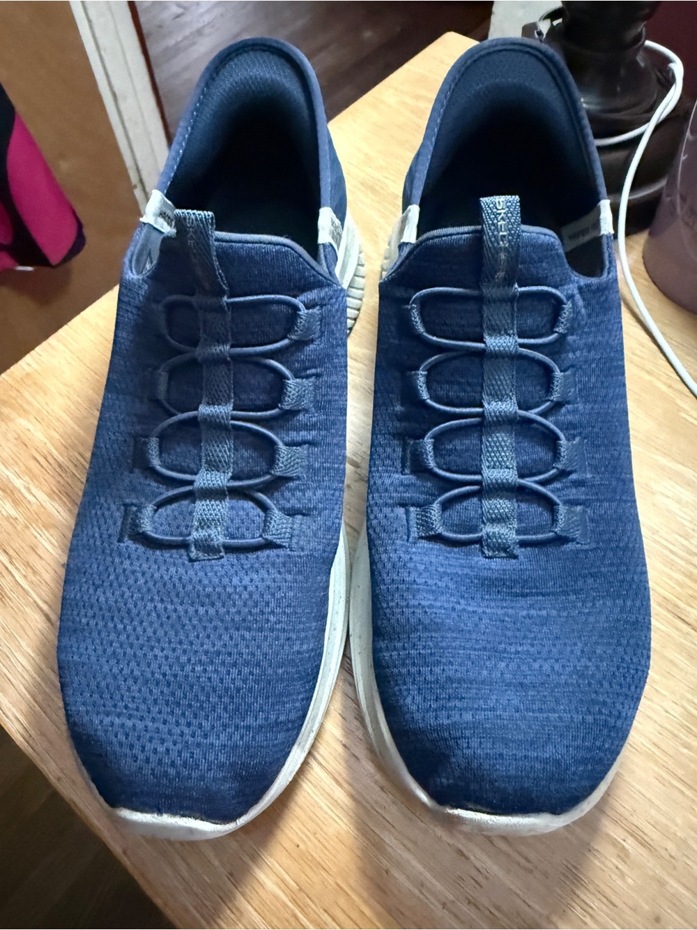 Skechers Navy Slip-On Knit Sneakers